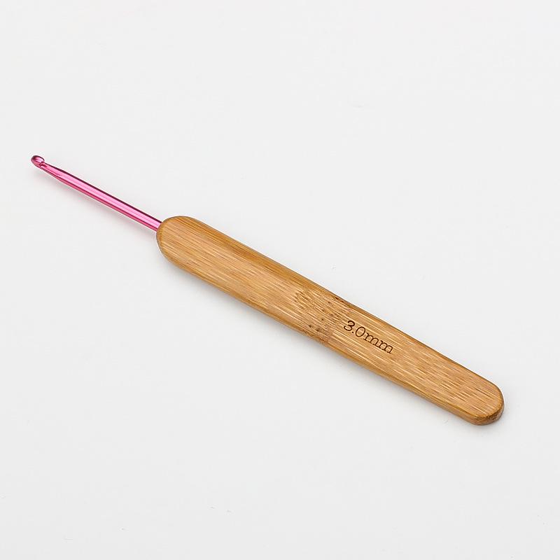Carbonized Bamboo Handle Crochet Hook for DIY Knitting and Sweaters - Rounded Head