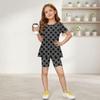 Sommer-Outfit-Set für Mädchen Polka-Dot-Print Kurzarm-Oberteil mit Rüschensaum und Shorts