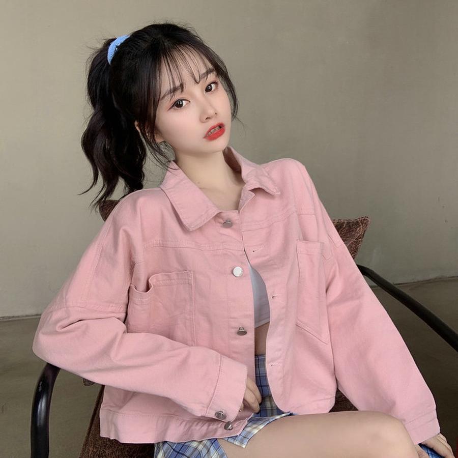 Új Lila Farmerdzseki Női Rövid Laza Vintage Retro Alkalmi Dzseki Felső Ins Divat