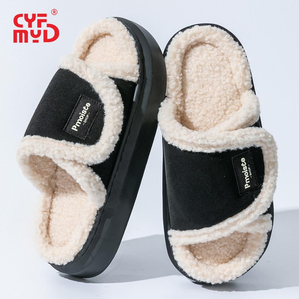 Winter Outdoor Plush Women Slippers Women Thick Sole Velcro Memory Foam Warm Soft EVA Sole Non-slip Indoor Garden Comfortable High Quality Home Shoes 44-45 1693₽