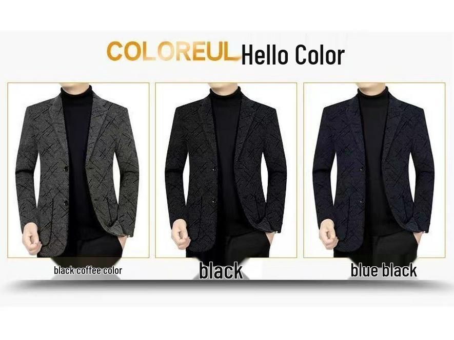 Men's Autumn/Winter Thick Wool Jacket - Casual, Middle-Aged Style