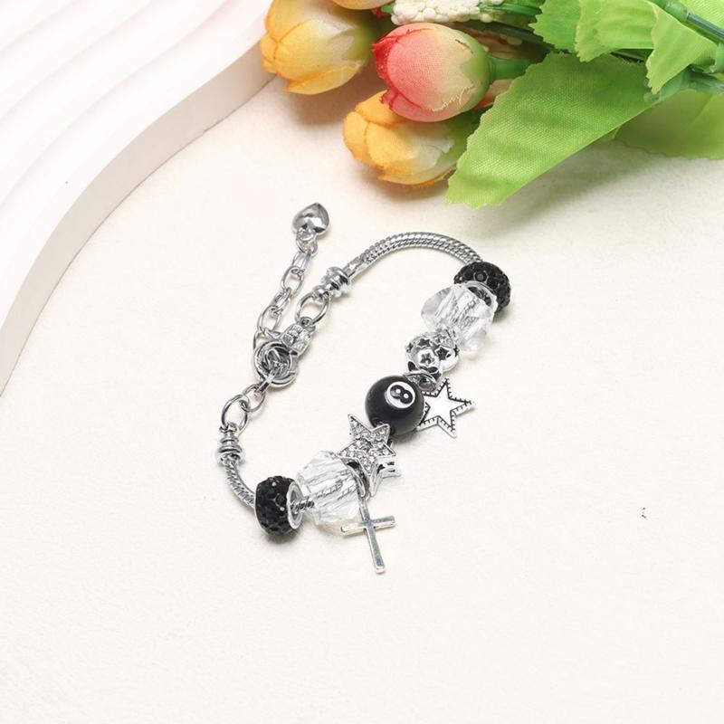 Zinc Alloy Star Crucifix Design Necklace Adjustable Lightweight Bracelet Punk Jewelry Piece For Various Occasions