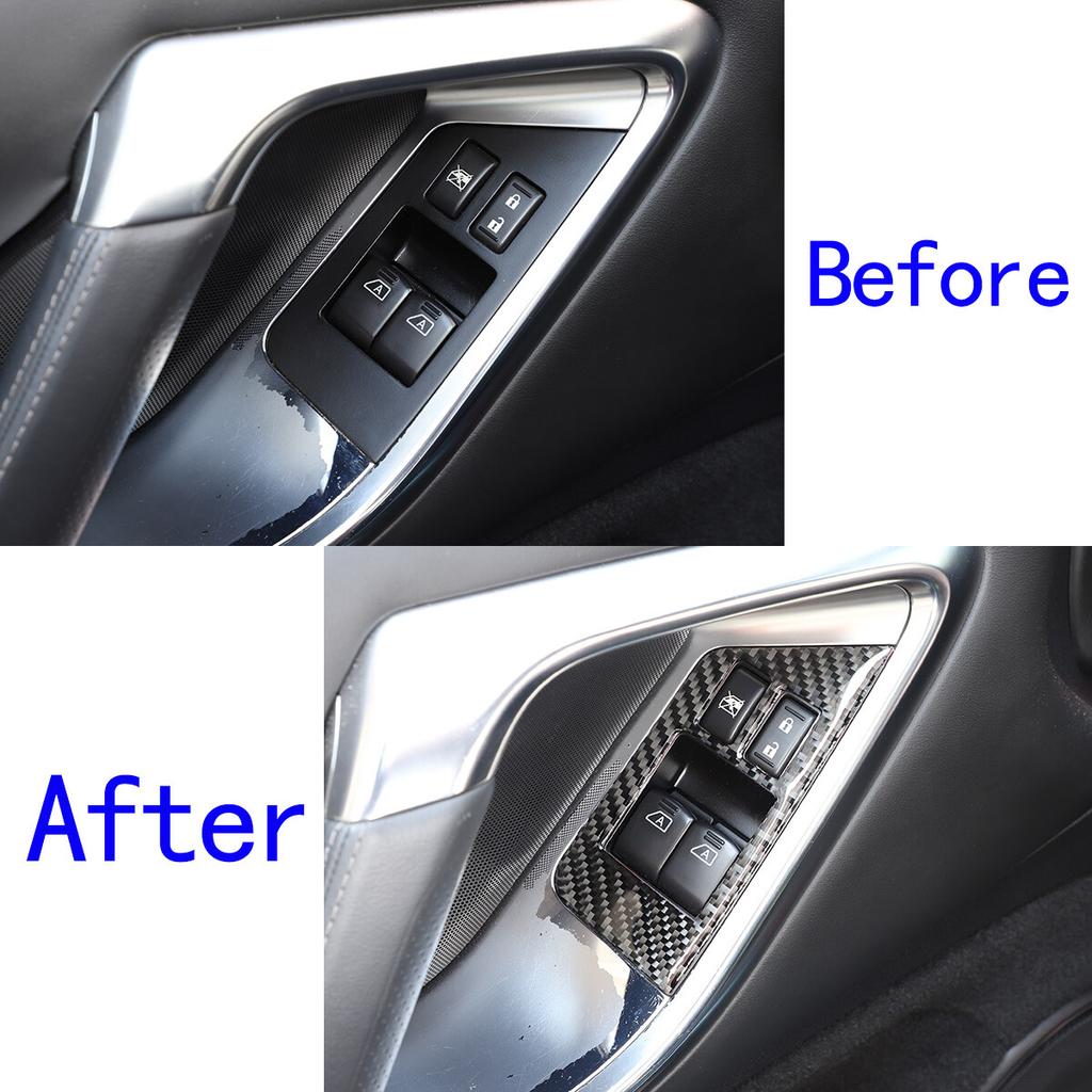 Real Carbon Fiber Window Lift Switch Decoration For Nissan GTR R35 2008-2016