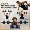Adjustable Dumbbell Set, 25 Kg, 3-in-1, Extension Bar, Blue