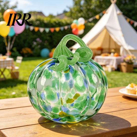 Pumpkin Ornament Mini Hand Blown Glass Ornament, Collectible Thanksgiving Halloween Decoration Faux Crystal Hanging for Fall, Harvest Unique Gift