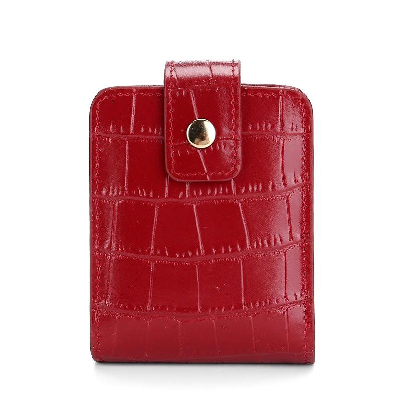 

Women Portable Travel Lipstick Case Crocodile Pattern Lip Balm Holder Makeup Bag with Mirror Cosmetic Organizer бордовий