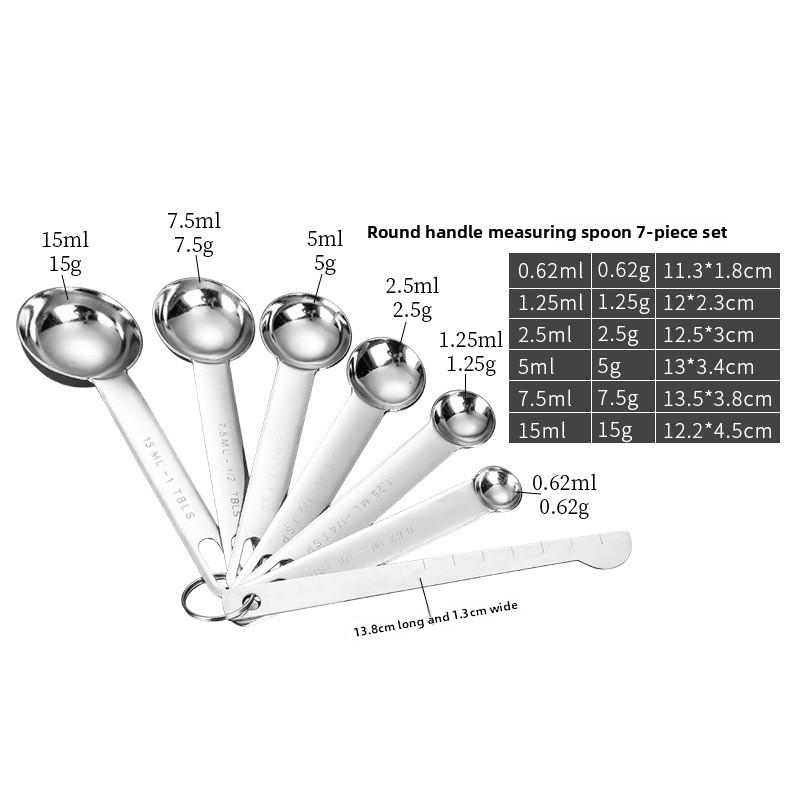 6/7PiecesFood GradeStainless Steel Measuring Spoon Set Multipurpose Coffee Powder Seasoning Measuring Spoon Kitchen Baking Tools