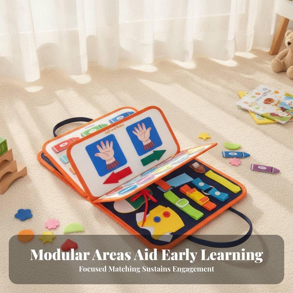 Soft Felt Learning Busy Board | Fine Motor Skills Development, Portable unfolds Design Style 1
