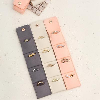 Yousheng 1/2/3Pcs Mini Travel Jewelry Bag Velvet Interior Multi Grids Design Jewelry Organizers Portable Foldable Travel Jewelry Case