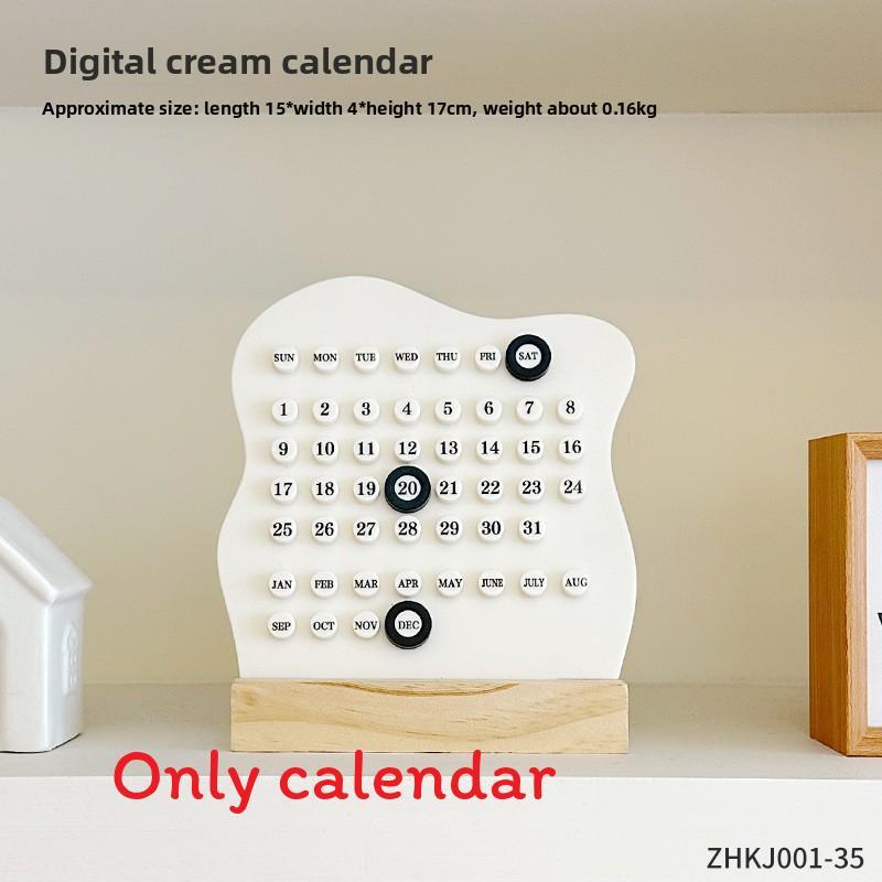 

Wooden Calendar Diy Desk Decor With Handmade Rings For Home Office And Giftgiving белый