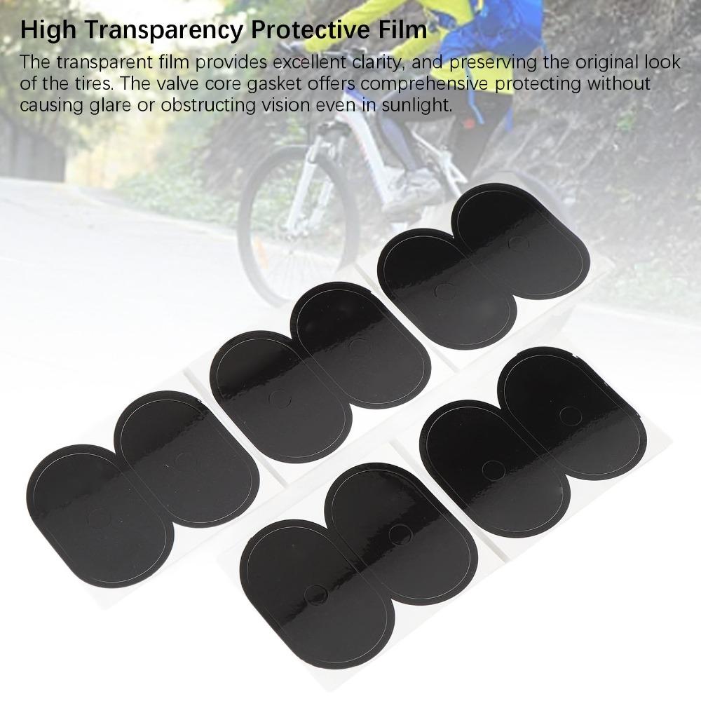 20PCS Oval Tire Valve Stickers Black Bike Air Nozzle Stickers  Bicycle Wheel Valve Area
