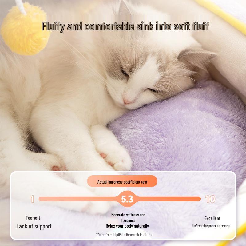 Checkered Cozy Cat and Dog Bed: Warm, Semi-Enclosed, Rocking Nest for Autumn/Winter