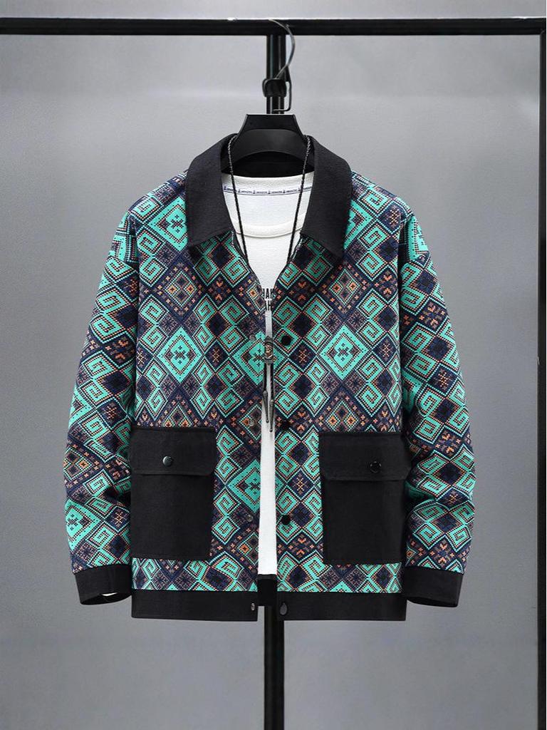 Modna męska jesienna kurtka dżinsowa patchworkowa - Dostępne rozmiary plus