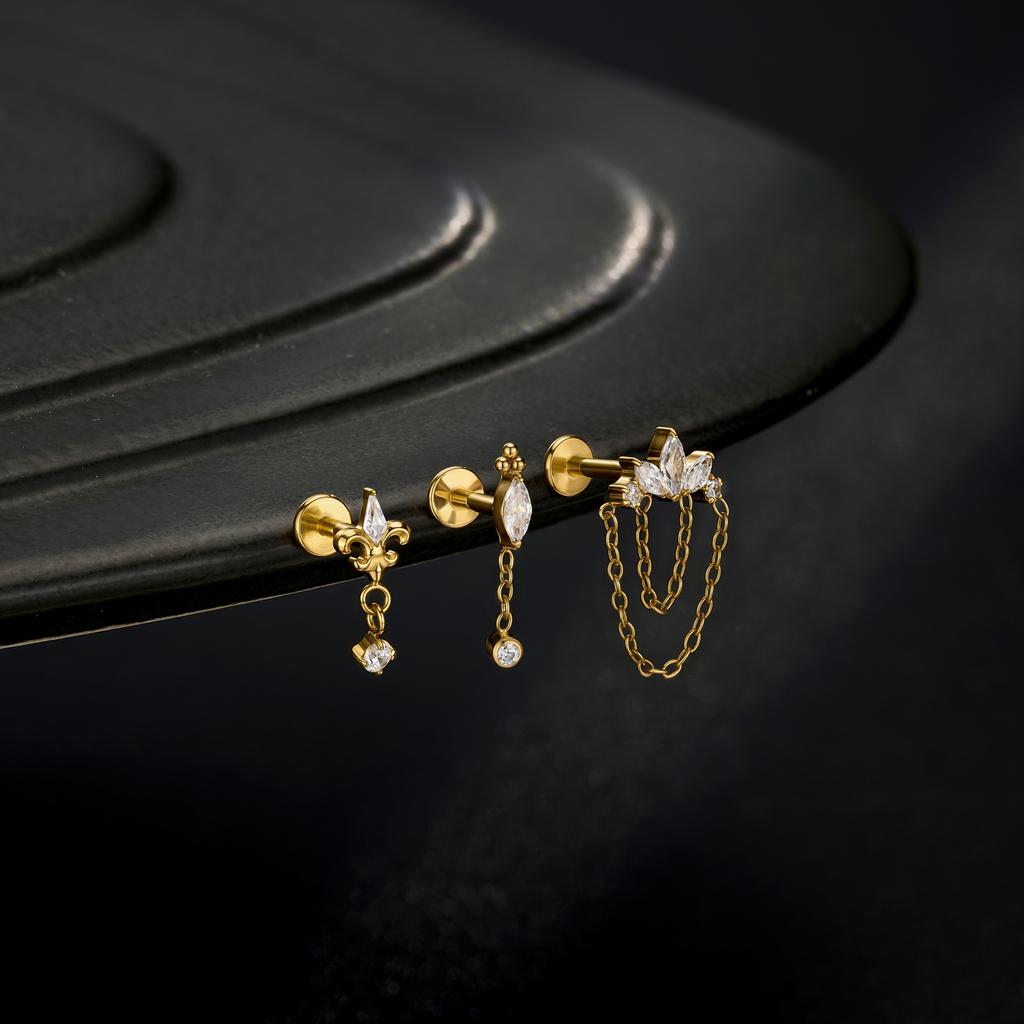 ASTM F136 G23 Titanium Internally Threaded Labret Body Piercing Jewelry Piercing Cartilage Helix Flat Back Stud Earring
