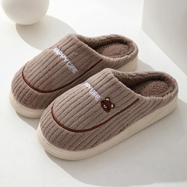 Men's and Women's Winter Non-Slip Plush Cotton Slippers - Thick-Soled, Soft, and Odor-Resistant.