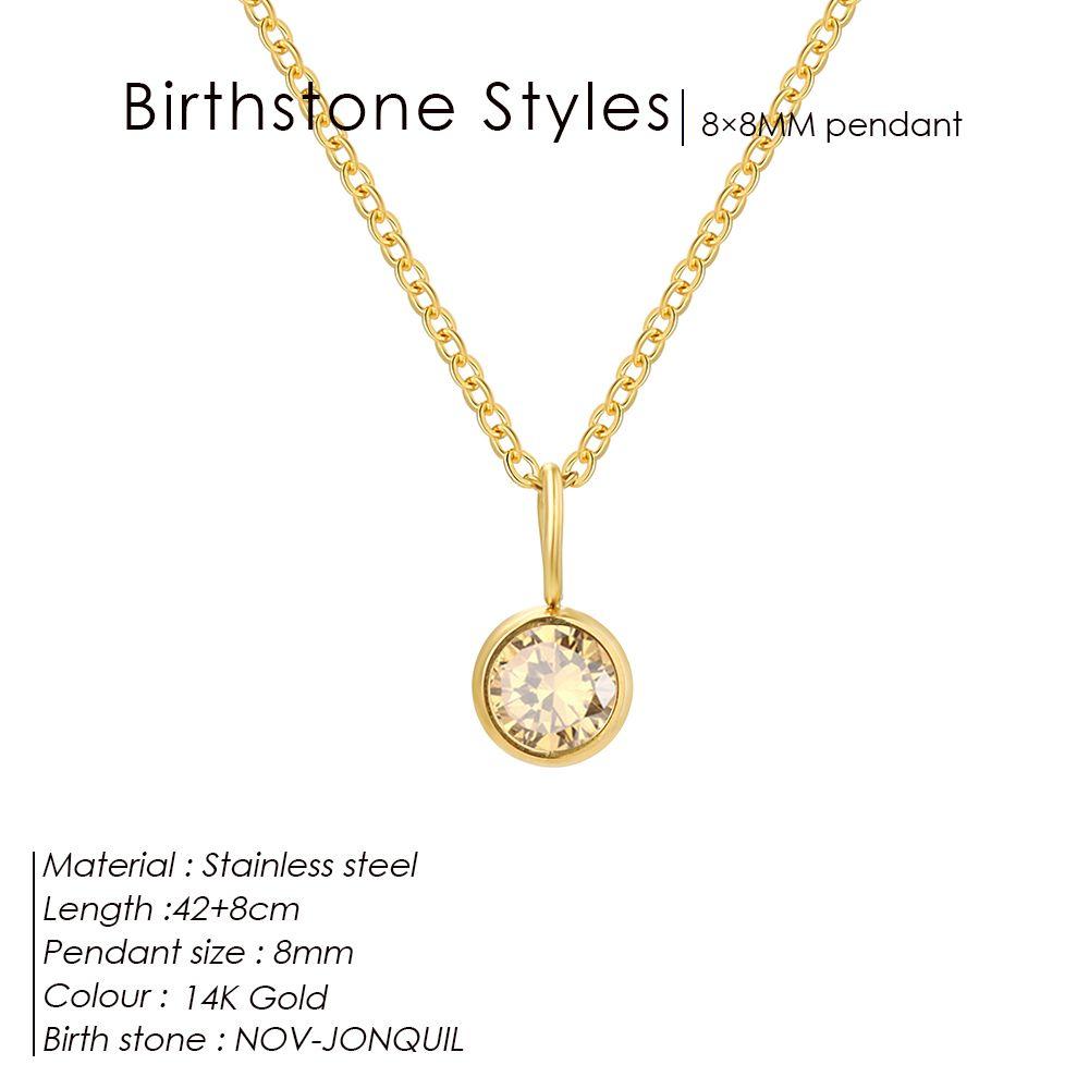 

Birthstone Necklace for Woman Stainless Steel 12 Constellation DIY Colourful Zirconia Pendat Birthday Gift Jewelry Rose Gold Color