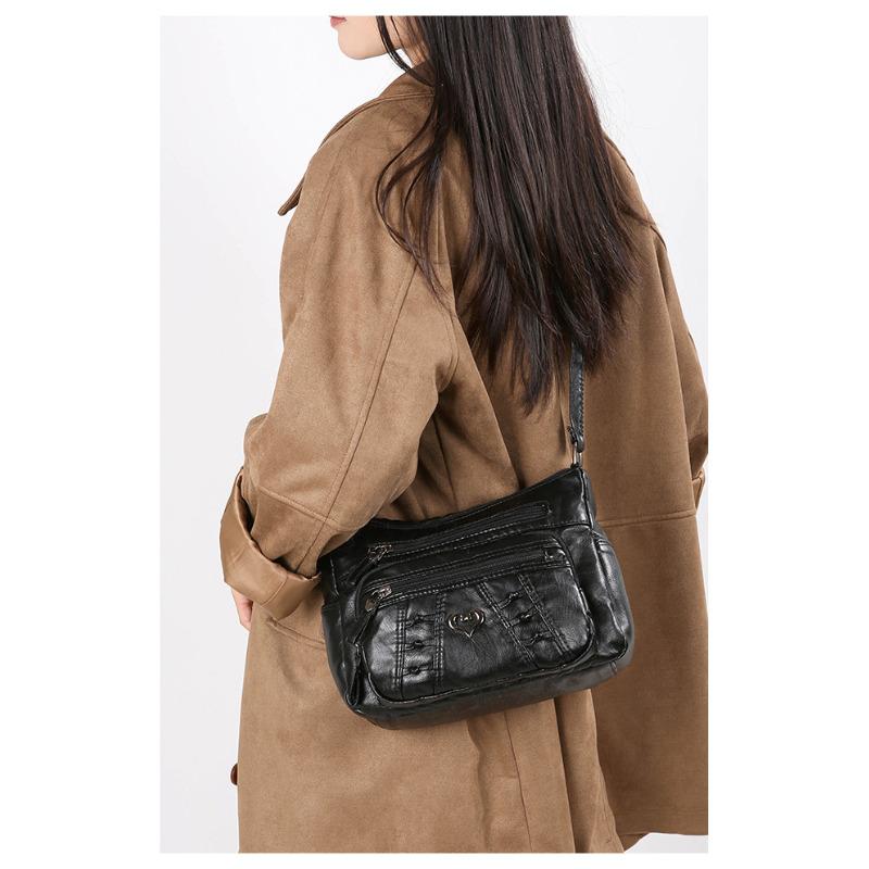 Nuova Borsa a Spalla Multitasche in Ecopelle per Donna Grande Capacità Casual con Zip Borsa a Tracolla
