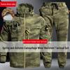 Unisex Wear-Resistant Camouflage Workwear Set for Spring & Autumn - Breathable, Thickened, Outdoor Tactical & Mountaineering Clothing.