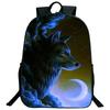 Ice Fire Wolf Backpack Schoolbag Primary School Students Backpack Angry Wolf Printed Bookbag Kids Back To School Mochila Gift