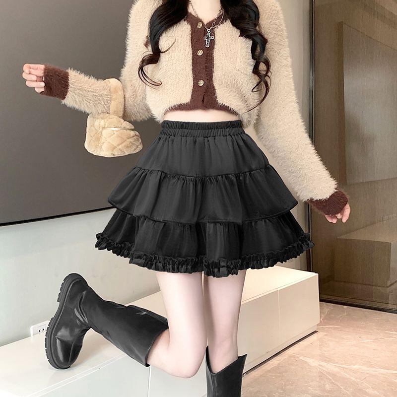 Casual Ball Gown Mini Black Skirts Women Korean Fashion Y2k Clothes Slim High Waist Short Vintage A Line Kawaii Skirt