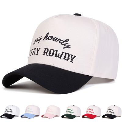Herren STAY ROWDY Buchstaben Bestickte Fünfflächenmütze Baseballkappe Outdoor Verstellbar Sonnenschutz Freizeit Hut Frühling Herbst Reise Tourismus Strandurlaub