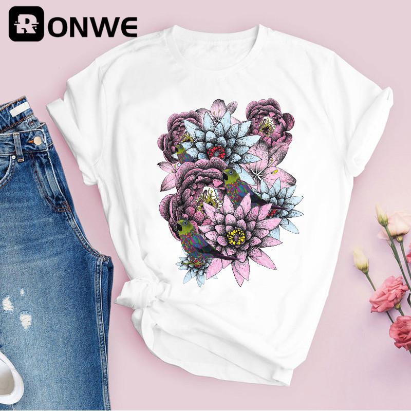 Women Graphic Flower Floral 3D Print T-shirt Girl Funny 90S Print Tops Tee Drop Shipping T-Shirts