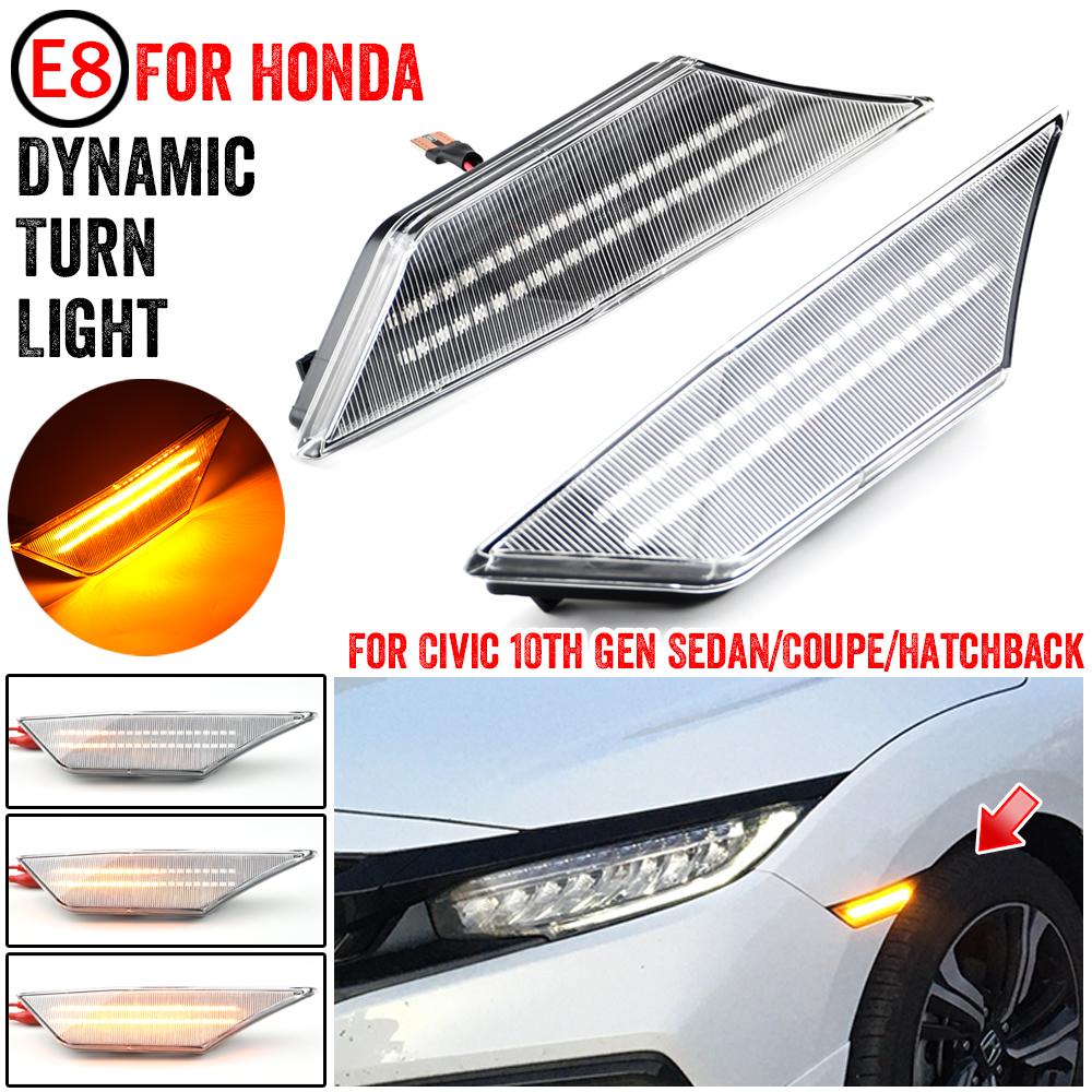 Car Dynamic LED Side Marker Turn Signal Lights Sequential Blinker Indicator For Honda Civic 10th Gen 2016 2017