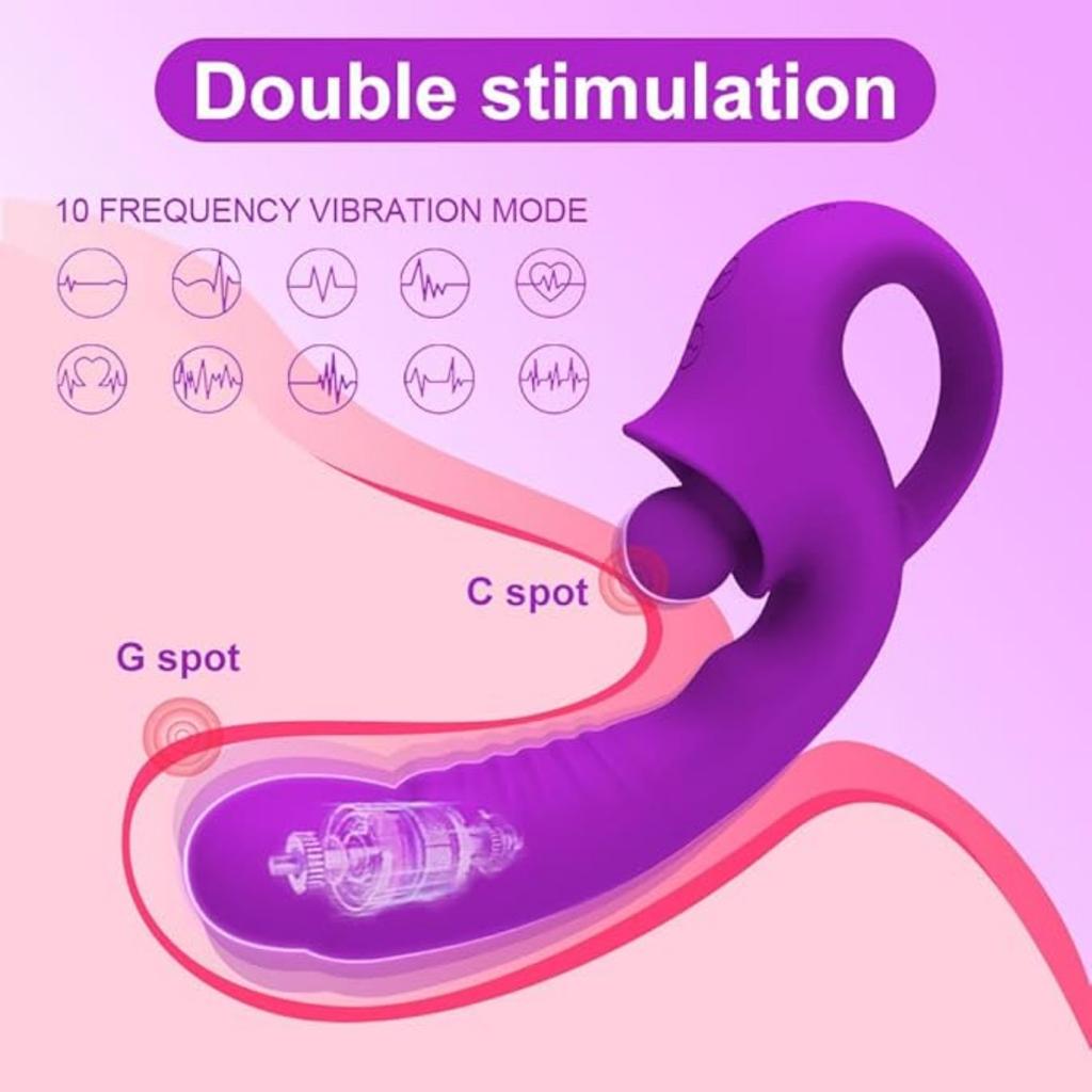 2 i 1 tungevibrator kvinnelig erotisk klitorisstimulator 10 frekvenser Oppladbar vanntett silikon for voksne Erotikk for kvinner og par