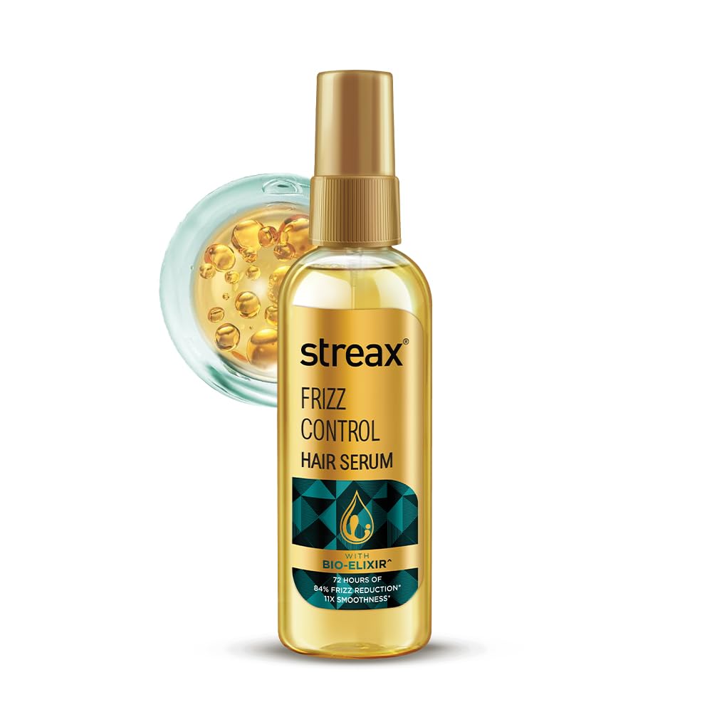 Streax Frizz Control Hair Serum 100ml for Dry Frizzy Hair 72hrs Smooth Frizz-Free Hair