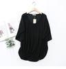 Women's Korean-Style Summer Cotton Linen Round Neck Shirt, Loose Fit, Mid-Sleeve, Plus Size Casual Top
