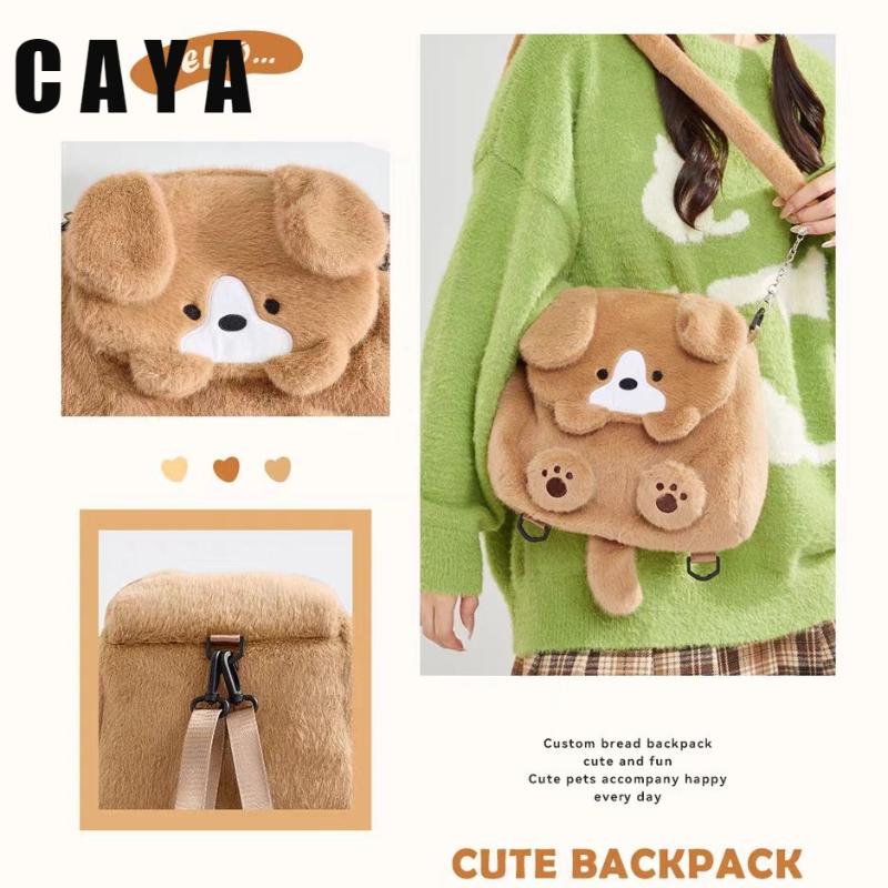 Cute Dog Women Plush Shoulder Bag Cartoon Anime Portable Shoulder Bag Plush Toy Package Gift Plush Backpack