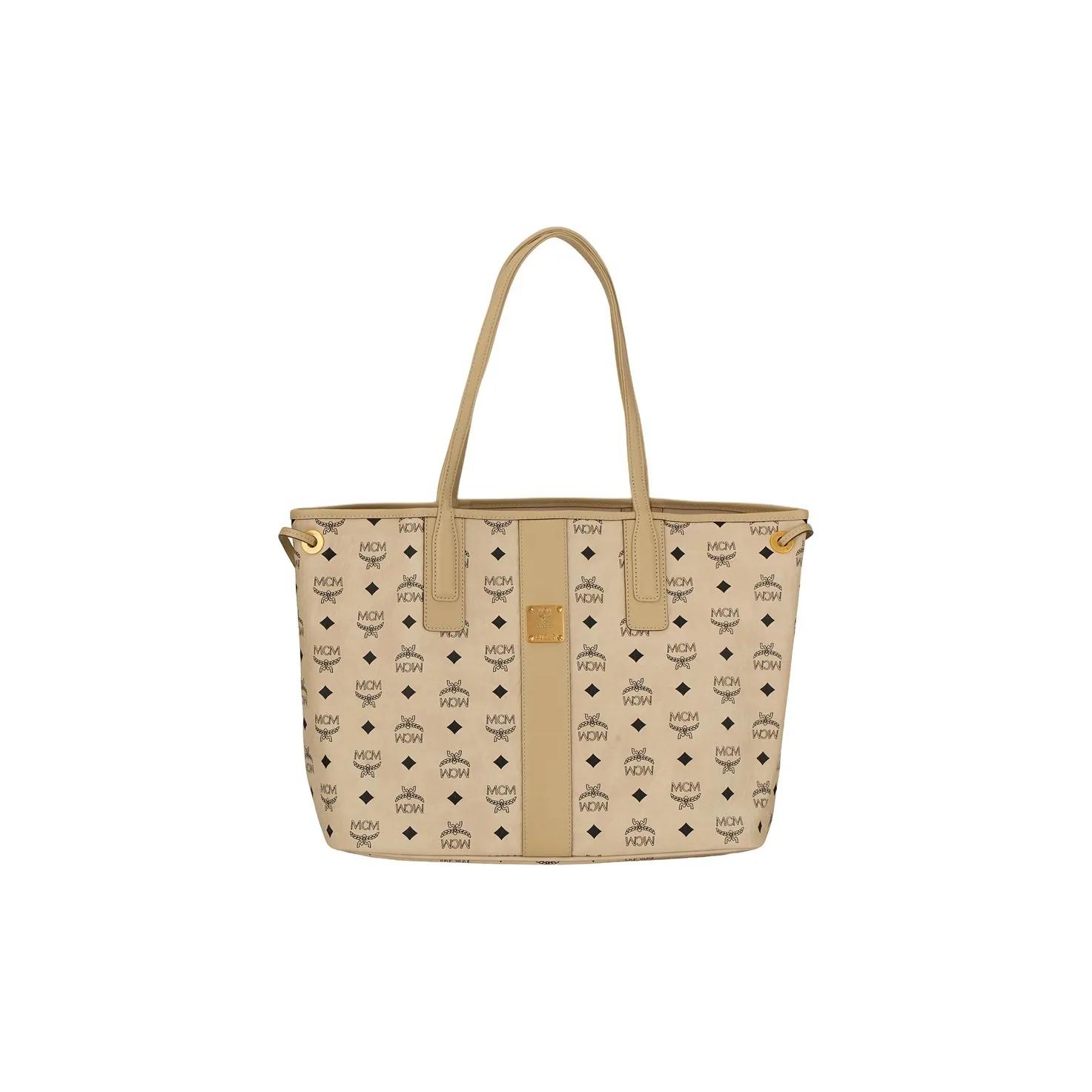 

MCM Himmel Metal Logo Zipper Closure Coated Canvas with Leather Trim Crossbody Tote Bag Women s Style Brown Basic Set (Bag + Dust Bag) чорний/бежевий