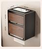 Vintage Wood Grain Wall-Mounted Tissue Box & Storage Rack - Double-Layer, Punch-Free Toilet Paper Holder