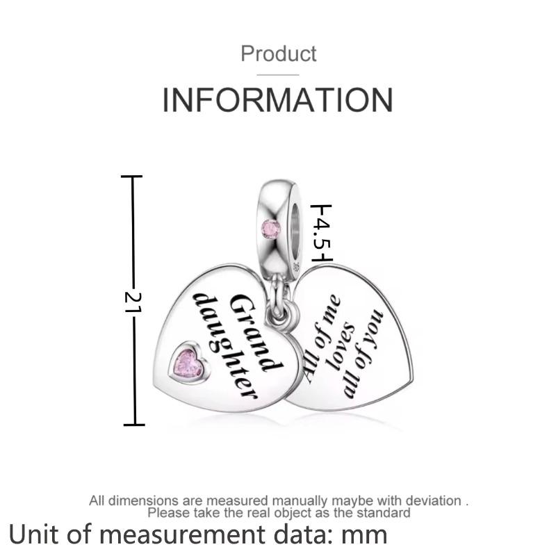 925 Silver Pink Heart Charm Pendant For Mother Sisters Daughter Friend DIY Jewelry Fit Original Bracelet Women Gift