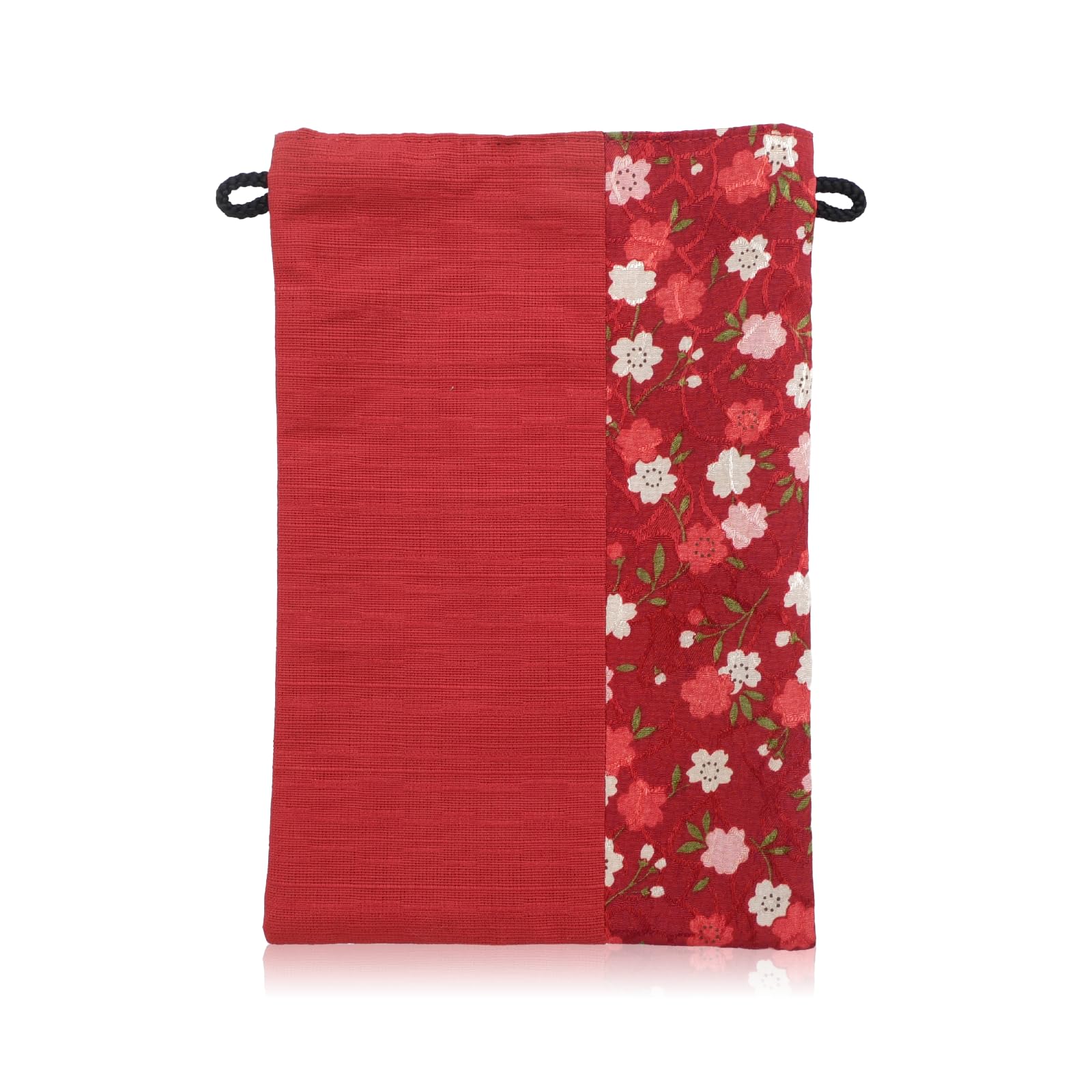 Smartphone Japanese Made in Chirimen and Cotton Smartphone Shoulder Mini Perfect for Respect for the Aged Beni Sakura Cherry [Style Fukusa] Pouch,