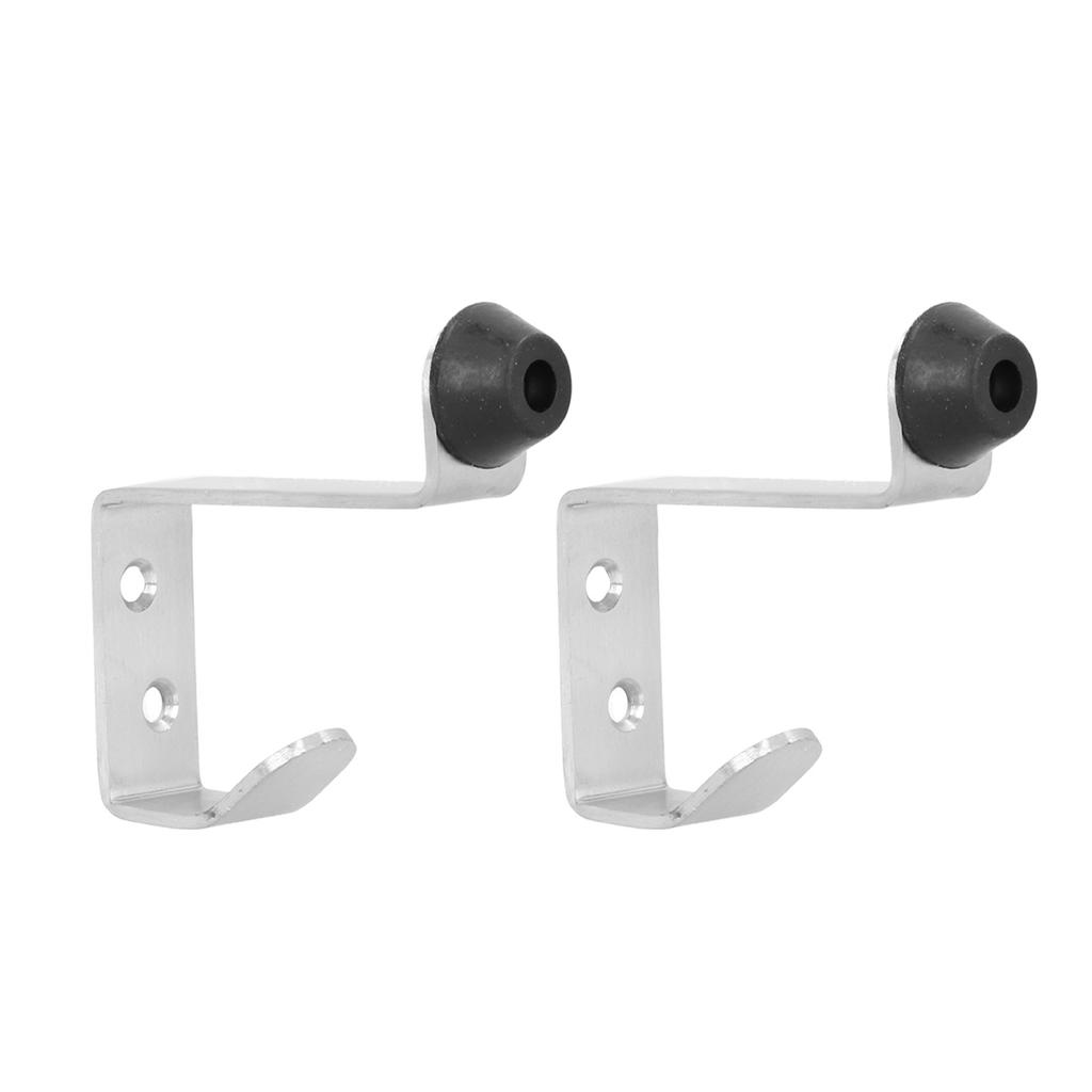 2 Set Door Stops Stainless Steel Door Stopper with Clothes Hook Bag Hanger for Office Home