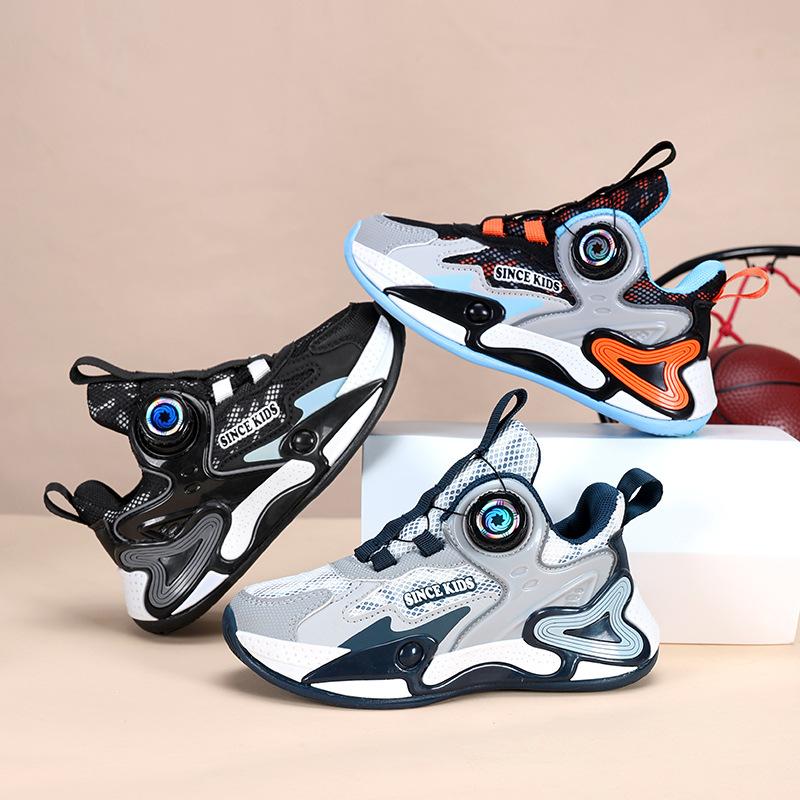 Boys' shoes Spring and Autumn Children's non-slip breathable mesh versatile Boys' rotating buckle sports shoes Campus casual versatile