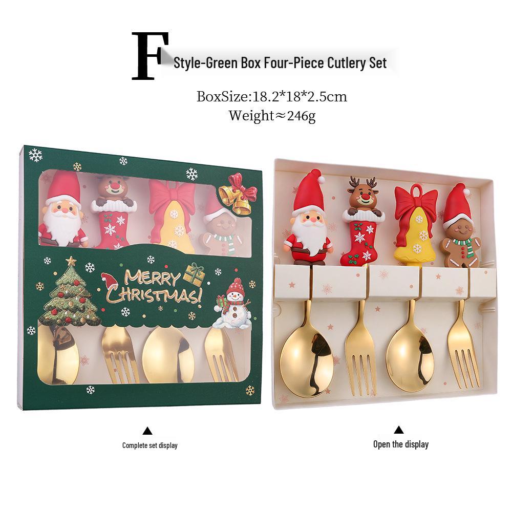 Cross-Border Cute Snowman Christmas Spoon & Fork Set – Creative Dessert Tableware Gift