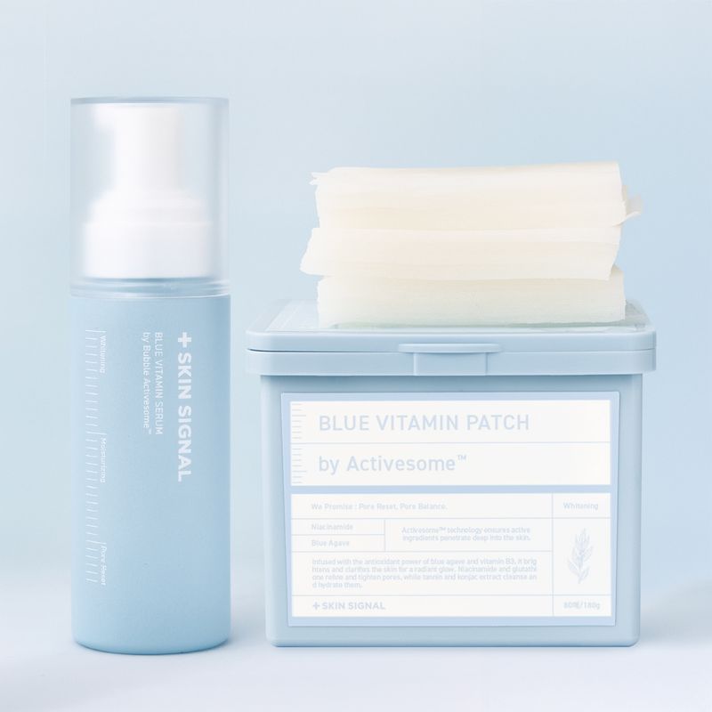 [Pore Care Set] Blue Vitamin Bubble Serum 70ml + Blue Collagen Patches 80 Sheets Blue Bubble Serum + Collagen Patch