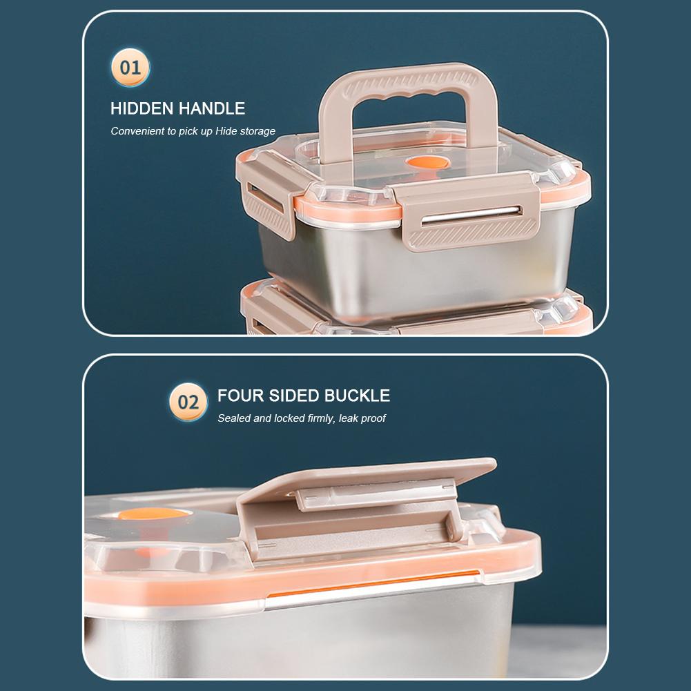 Fresh-keeping Box With Carrying Handle Reusable Leak-Proof Food Container For Picnic Camping
