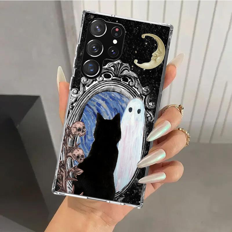 Witch And Cat Colorful Cute Phone Case for Samsung Galaxy S26 S24 S23 Ultra S25 Edge S22 S21 Plus S20 FE + Soft Print Shell Fund