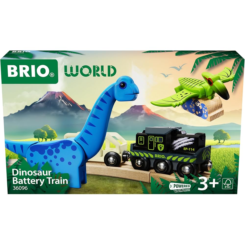 

Brio Dinosaur Battery Train 36096 Wooden Toy for Ages 3 and Up Educational Play Vehicle