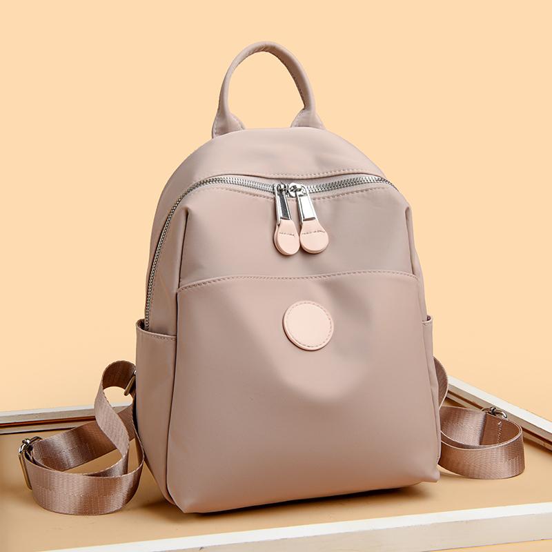 

Women s Solid Color Backpack Oxford Student Schoolbag Travel Bag Small бежевий