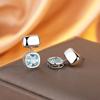 High-End Design Fresh Sea Blue Zircon Stud Earrings Women'S Daily Versatile Earrings Light Luxury Square Earrings