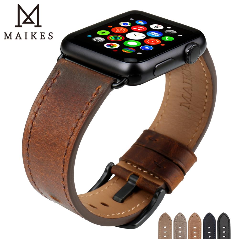 For Apple Watch Accessories Genuine Leather Watch Bracelets Apple Watch Band 44mm 40mm iWatch Strap 42mm 38mm Series 4 3 2 1