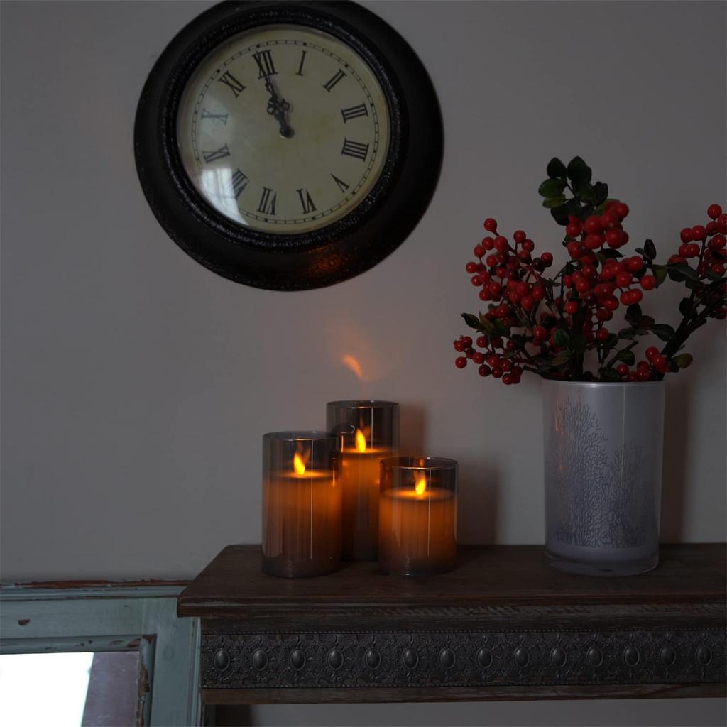 AnnTec LED Candle LED Black Set That Flickers Like a Real Warm No Energy Comes with Dedicated Remote Brightness USB LED Candle Light, Glass, Candle,