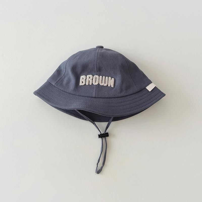 Letter Baby Bucket Hat With Rope Summer Outdoor Baby Boys Girls Sun Basin Hat Adjustable Infant Toddler Fisherman Hats