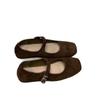 French Retro Mary Jane Shoes Women's Early Autumn Models One-word with Flat Bottom Square Head Single Shoes Ballet Shoes with Skirt Women's Shoes