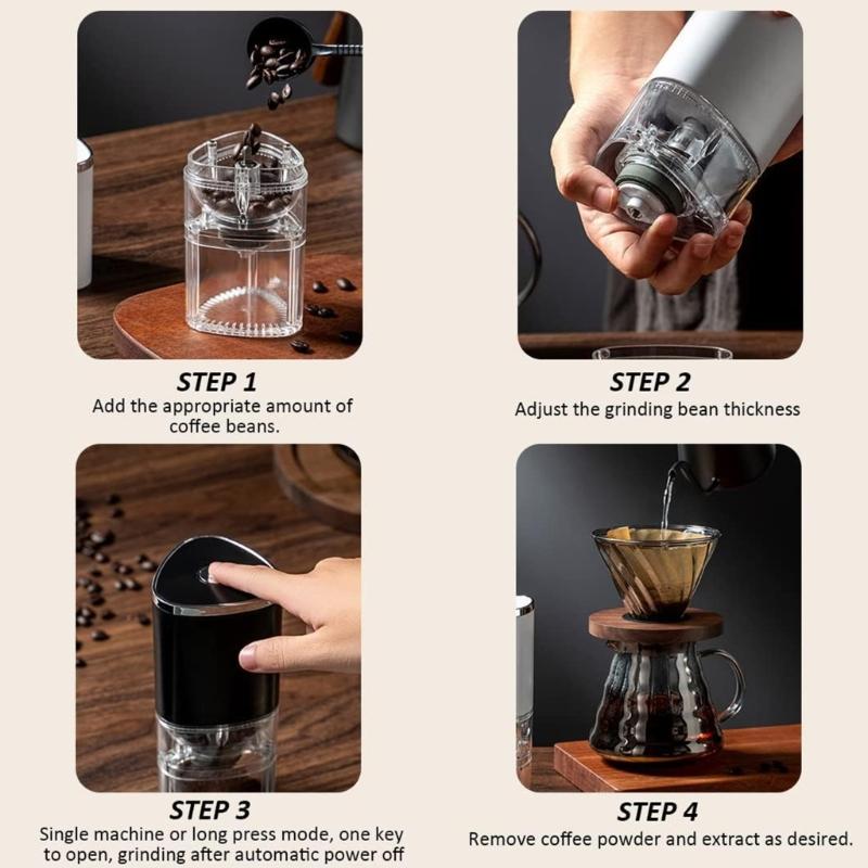 Electric Coffee Grinder Adjustable Grind Settings Plastic Coffee Mill Portable Coffee Bean Grinder for Outdoor Portable