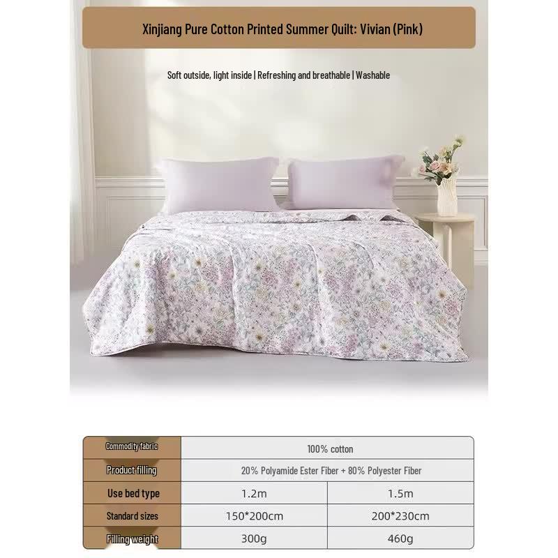 Mengjie Vivian Printed Xinjiang Cotton Summer Cooling Quilt